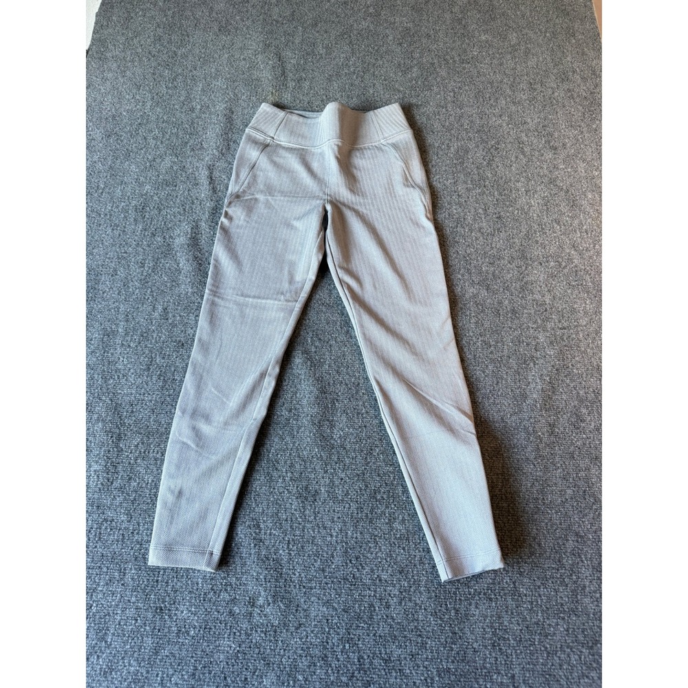 Athleta Womens Herringbone High Rise Tight Pants Gray White Ankle Zip Small S P